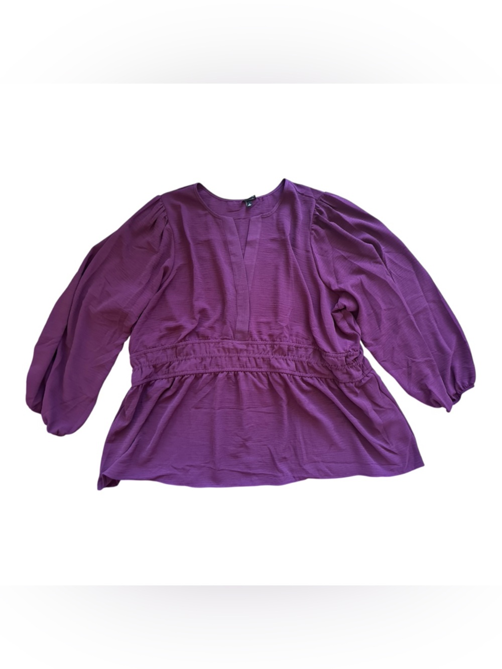 Torrid Size 4 Purple Peplum Long Blouse balloon sleeve NWT Split Neck Plus 4X 26